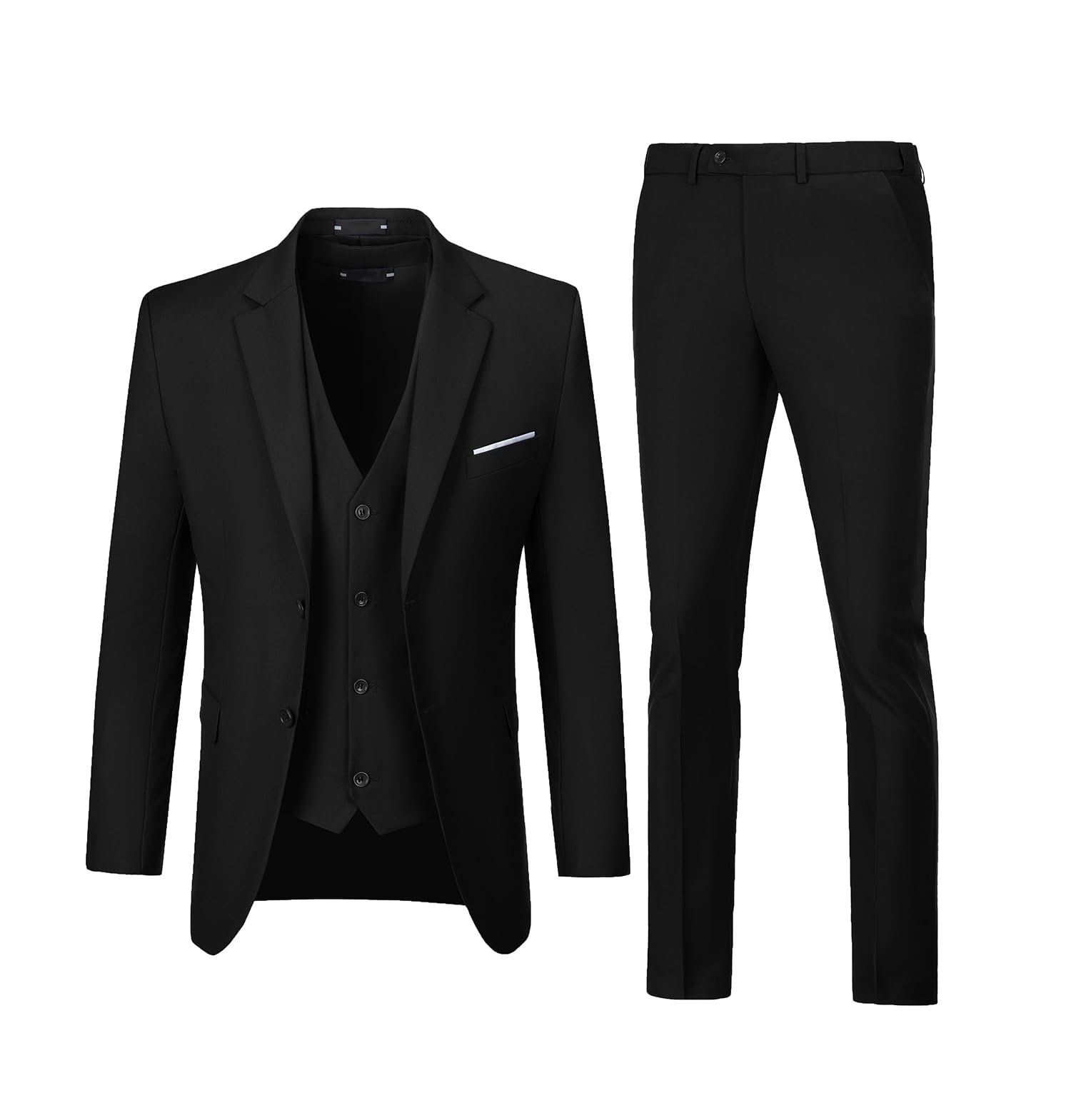 Photo 1 of Men Suits Wedding Suit 3 Piece Set Slim Fit Groomsmen Prom Suit Tuxedo Business Formal Casual Groom Jacket Blazer Pants Black