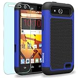 ZTE Maven / Overture 2 / Z810 / Z812 / Z813 Case, INNOVAA Smart Grid Defender Armor Case W/ Free Screen Protector & Touch Screen Stylus Pen - Black/Blue