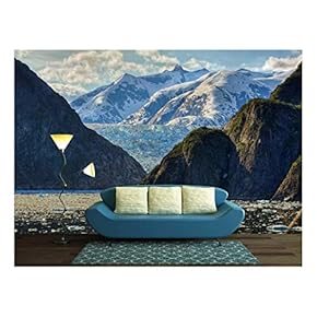 Mountain Landscape,Tracy Arm,Alaska - Removable Wall Mural | Self-Adhesive Large Wallpaper - 66x96 inches