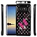 ZASE Design Galaxy Note 8 Case, for Samsung Galaxy Note8 Hybrid Dual Layer Protection Jewel Rhinestone [Shock Resistant Defender] Hard Shell Crystal Bling Cute Cove (Diamond Hot Pink Butterfly Flower)