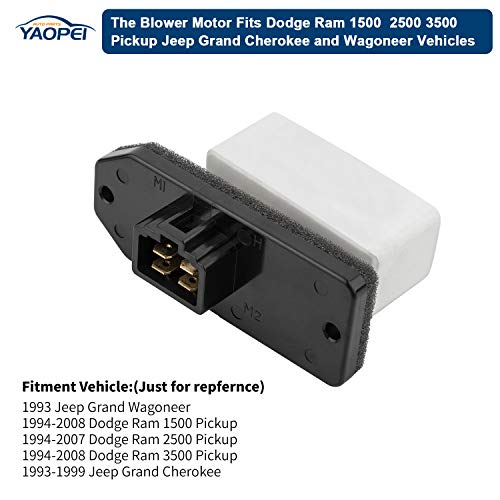4720278 HVAC Blower Motor Fan Resistor for 1994-2008 Dodge Ram 1500 2500 3500 Pickup,1993 Jeep Grand Wagoneer,1993-1999 Jeep Grand Cherokee Replaces OE# 68004241AA 973020 5012212AA