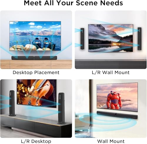 Vecibel Soundbar for TV,90W 2-in-1 Detachable Sound Bar wit Auto Volume Boost, TV Speakers with Bluetooth 5.3/ARC/Optical/AUX Connect, Home Cinema Soundbars for PC/Gaming/Projectors,1 Set