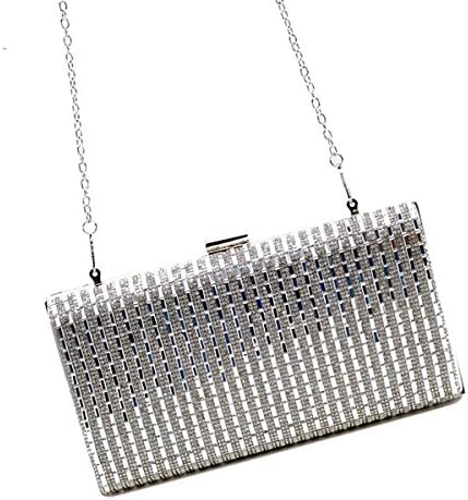 ZLMBAGUS Womens Evening Bag Cocktail Wedding Party Handbag Clutch Purse Wallet With Rhinestone,Silver