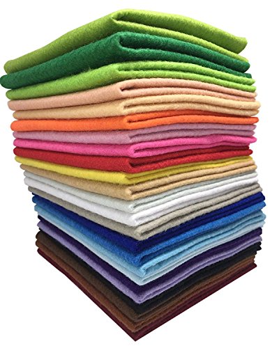 levylisa 24pcs (12" x 12") 1.4mm Thick Assorted Soft Felt Fabric Sheets,Felt Bundle,Nonwoven Fabric Sheets,Craft Felt Sheets,Felt Flower Making ,Felt Assortment Pack ,Blend Felt Fabric ,Felt Toys