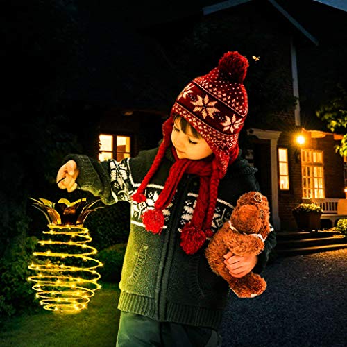 Tee Vee 2-Pack Pineapple Solar Lights Decorative Garden Hanging Lanterns Waterproof Night Light for Yard Outdoor Warm Light (2-Pack 30 LED)