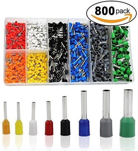 Eiechip 800Pcs/lot Electrical Wire Connector 22-10 AWG Copper Insulated Cord Pin End Crimp Terminals Set Mixed color E0506-E6012 Eseries