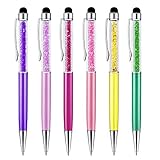 Stylus Pens, Aupek[6 Pack] 2 in 1 Crystal Stylus and Black Ink Pen Compatible with iPhone 5S 6 6S Plus, Samsung S6 Edge, Note 5 3, iPad, iPod, Android, Tablets, for All Capacitive Touch Screen Device