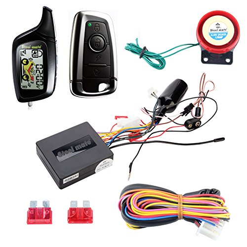 Quality original Steelmate 2 Way LCD Motorcycle Alarm System W Remote Engine Start Starter &amp; keyless driving steel mate (986WO)