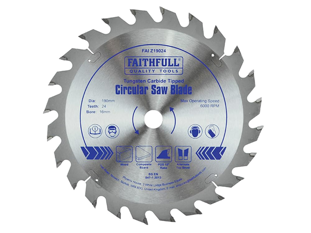 Faithfull FAIZ19024 TCT Circular Saw Blade 190mm x 16mm Bore x 24 Teeth