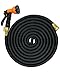 Arbour Expandable Garden Hose with Solid Brass Connectors, On/Off Valve, Triple Layer Latex Core and 8-Function Spray Nozzle (50-Feet, Black)