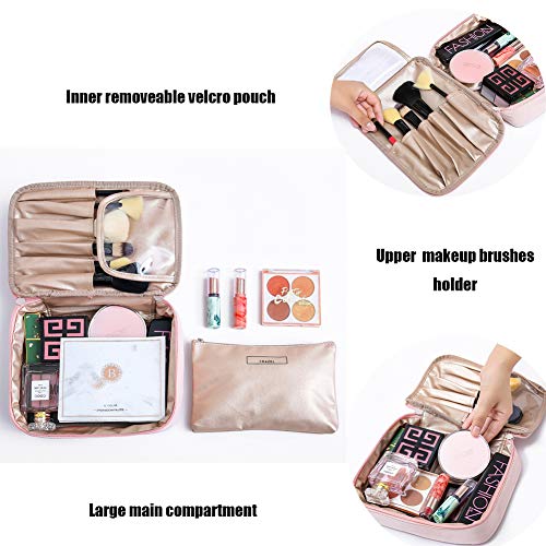 2 Pieces Makeup Bag Travel Toiletry Bag Organizer,Waterproof Multifunction Make-up Bags Portable Large Cosmetic Brush Pouch With Handle Zipper Storage Case for Women with Inner Pouch,Pink 4 2 Pieces Makeup Bag Travel Toiletry Bag Organizer,Waterproof Multifunction Make-up Bags Portable Large Cosmetic Brush Pouch With Handle Zipper Storage Case for Women with Inner Pouch,Pink