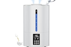 COOLFIQU 6L Humidifiers for Bedroom Large Room Home, Cool and Warm Humidifiers for Baby and Plants Mist Top Fill Desk Humidifiers Essential Oil Diffuser, Quiet Humidifiers with Adjustable Mist,360°Nozzle-White