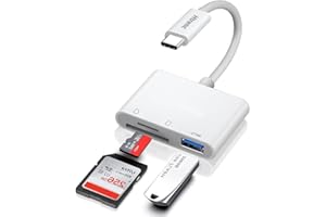 HTRENC USB C SD TF Memory Card Reader, 3-in-1 Type C Camera Adapter Compatible with iPad, iPhone 15, MacBook Pro/Air,Chromebook Samsung and More USB C Devices