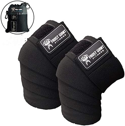 Frost Giant Fitness: 80" Knee Wraps Set. Ideal for Weightlifting, Bodybuilding, Cross Fit, Lifting and Gym Workouts. (Heavy Duty Exercising Knee Compression & Elastic Support for Men & Women),