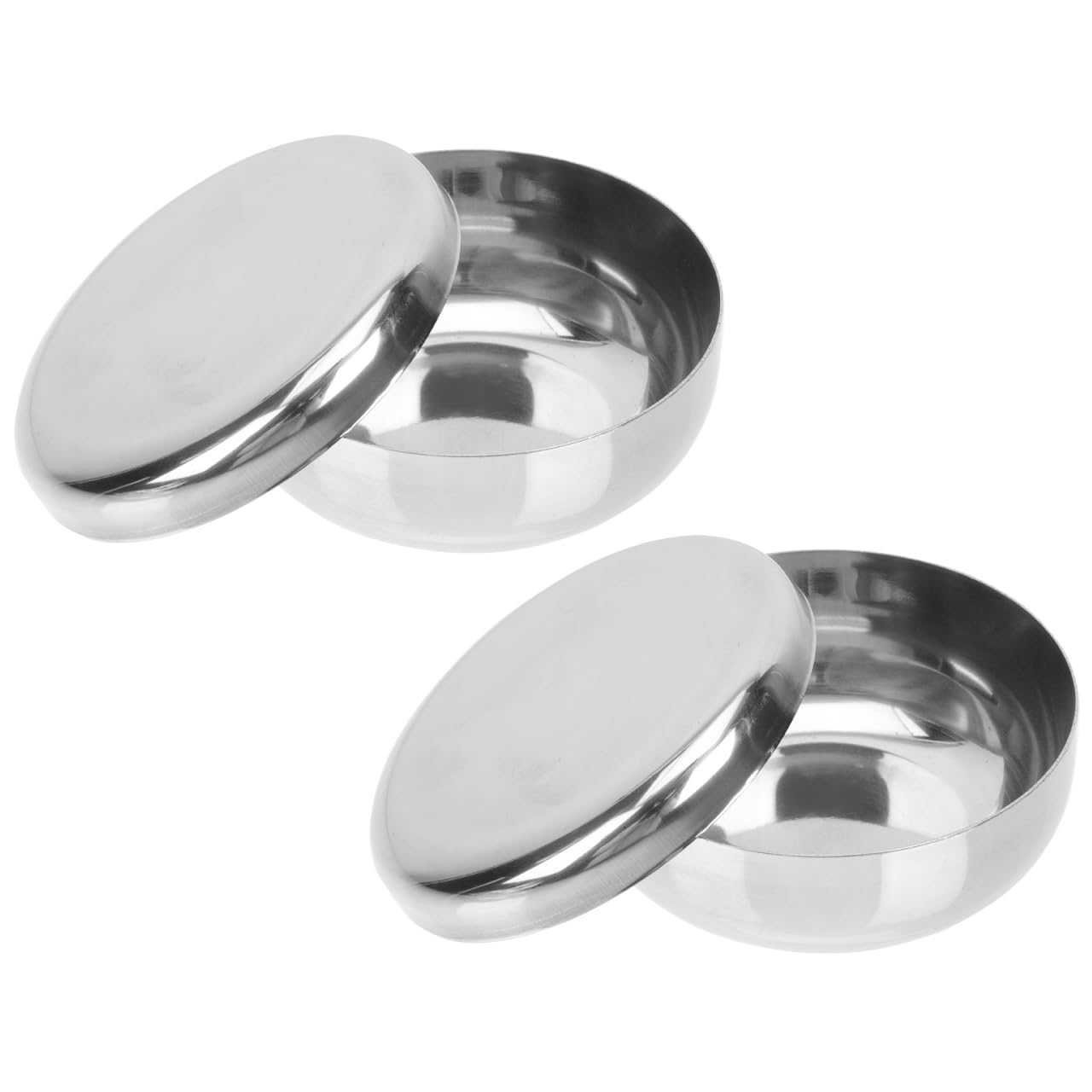 DOITOOL Korean Stainless Steel Rice Bowls with Lid 2 Sets Traditional Steam Rice Bowls Leakproof Metal Bowls for Kitchen and Dining 3.94X3.94X1.97In