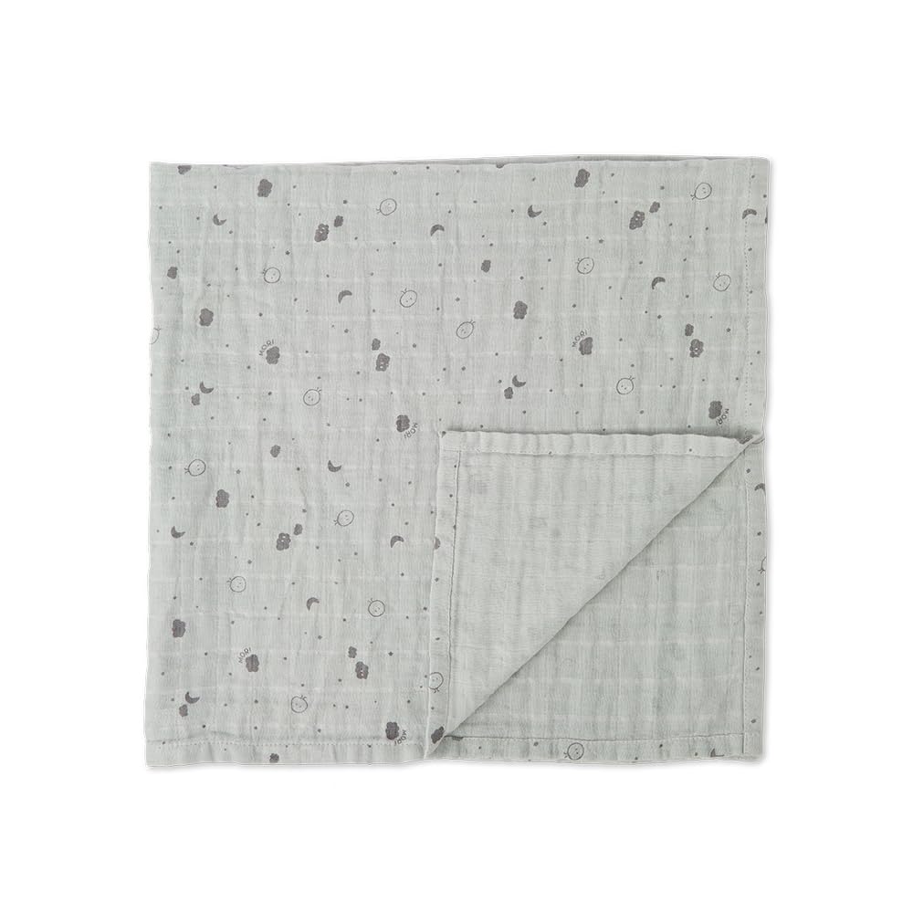 MORI Muslin Swaddle Cloth Grey Cotton 110x110cm Breathable Lightweight Pre-Washed for Infants Durable Comfortable Unisex Receiving Blanket Ideal for Swaddling or Nursing
