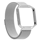 For Fitbit Blaze Bands with Frame, Austrake Replacement Milanese Loop with Metal Housing for Fitbit Blaze Smart Sports Watch Bracelet for Women Men,Small Silver