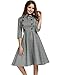ANGVNS Women's Elegant Vintage 1940's 3/4 Sleeve Large Swing Official Plaid Slim Dress, Black/White Houndstooth, M