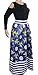 VLUNT Women's African Floral Print A Line Long Skirt Pockets Two Pieces Maxi Dress,Blue,Large