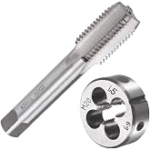 Saipe M20 X 1.5 Metric Tap and Die Set M20 X 1.5mm HSS Straight Fluted Machine Thread Right Hand Screw Tap and Round Threading Die