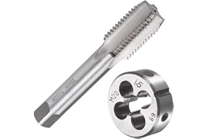 Saipe M20 X 1.5 Metric Tap and Die Set M20 X 1.5mm HSS Straight Fluted Machine Thread Right Hand Screw Tap and Round Threading Die