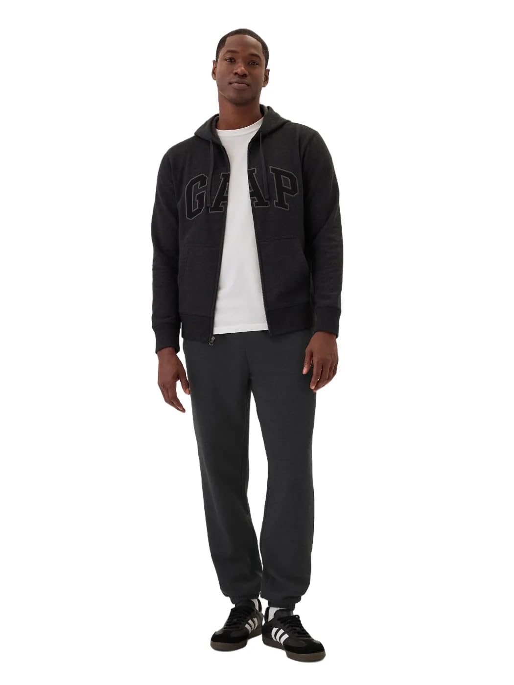 GAP Mens Logo Fleece Joggers Charcoal Grey V2 L Image