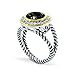 Bling Jewelry Sterling Silver Round Simulated Onyx CZ Double Cable Ring