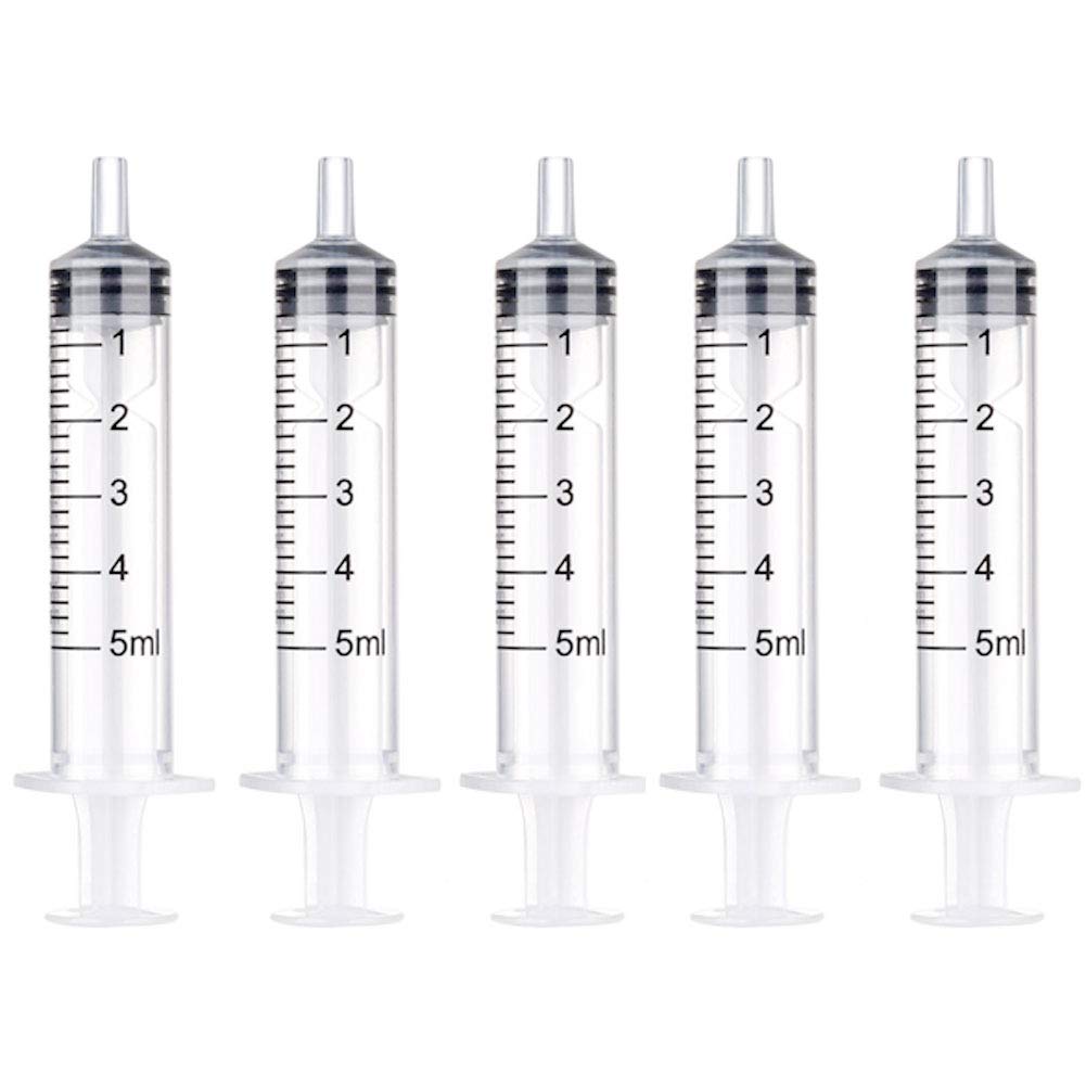 5ml Syringe Pack of 20, Buytra Plastic Syringe with Luer Slip Tip, No
