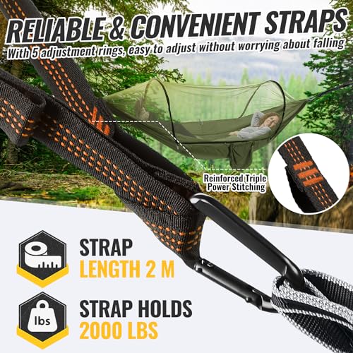 Ultralight Outdoor Hammock with Mosquito Net 300 kg Load Capacity Travel Hammock Camping Breathable Quick-Drying Portable Parachute Nylon Hammock for Backpacking, Hiking, Garden