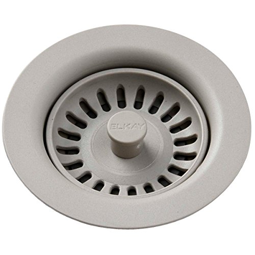 Elkay LKQS35GR Polymer Drain Fitting with Removable Basket Strainer and Rubber Stopper, Greige