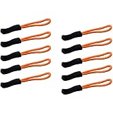 Durable Zipper Pulls Tab Tags Cord Pulls Zipper Extension Zip Fixer for Backpacks, Jackets, Luggage, Purses, Handbags (10PCS, Orange)