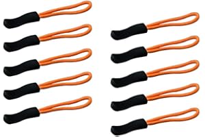 DYZD Durable Zipper Pulls Tab Tags Cord Pulls Zipper Extension Zip Fixer for Backpacks, Jackets, Luggage, Purses, Handbags (10PCS, Orange)