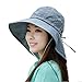 JF-Sunshine Womens Cotton Wide Brim Summer Outdoor Cycling Travelling Hat Sun Hat Fishing Hat UV Protection Hat SH01 (Denim Blue)