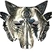 Partyfareast Cosplay Wolf Costume Mask Full Face Mask for Men Women (Silver)