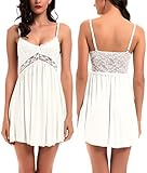 ADORNEVE Women Soft Lace Modal Sleepwear Chemises Full Slip Babydoll Nightwear