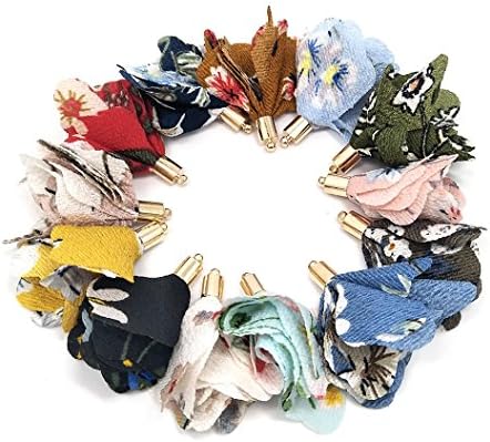 100Pcs New Color Chiffon Flower Handmade Tiny Soft Tassels Mini Tassels,Colorful Tassels, Earring Tassels,Key Chian Tassels Assorted Colors Randomly (11)