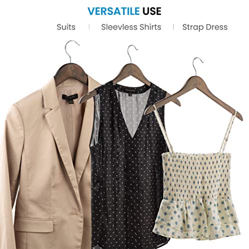 image for ZOBER High-Grade Wooden Shirt Hangers with Rubber Grips (20 Pack) Smoo