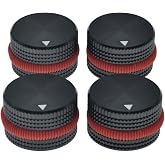 Dopro 4-Pack 25 * 15.5mm Set Screw Style Aluminium Potentiometer Knobs 1/4" Universal Pot Control Knobs with Rubber Ring and Indicator for Guitar/Bass Equipments Black with Red Ring