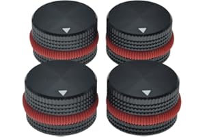 Dopro 4-Pack 25 * 15.5mm Set Screw Style Aluminium Potentiometer Knobs 1/4" Universal Pot Control Knobs with Rubber Ring and Indicator for Guitar/Bass Equipments Black with Red Ring