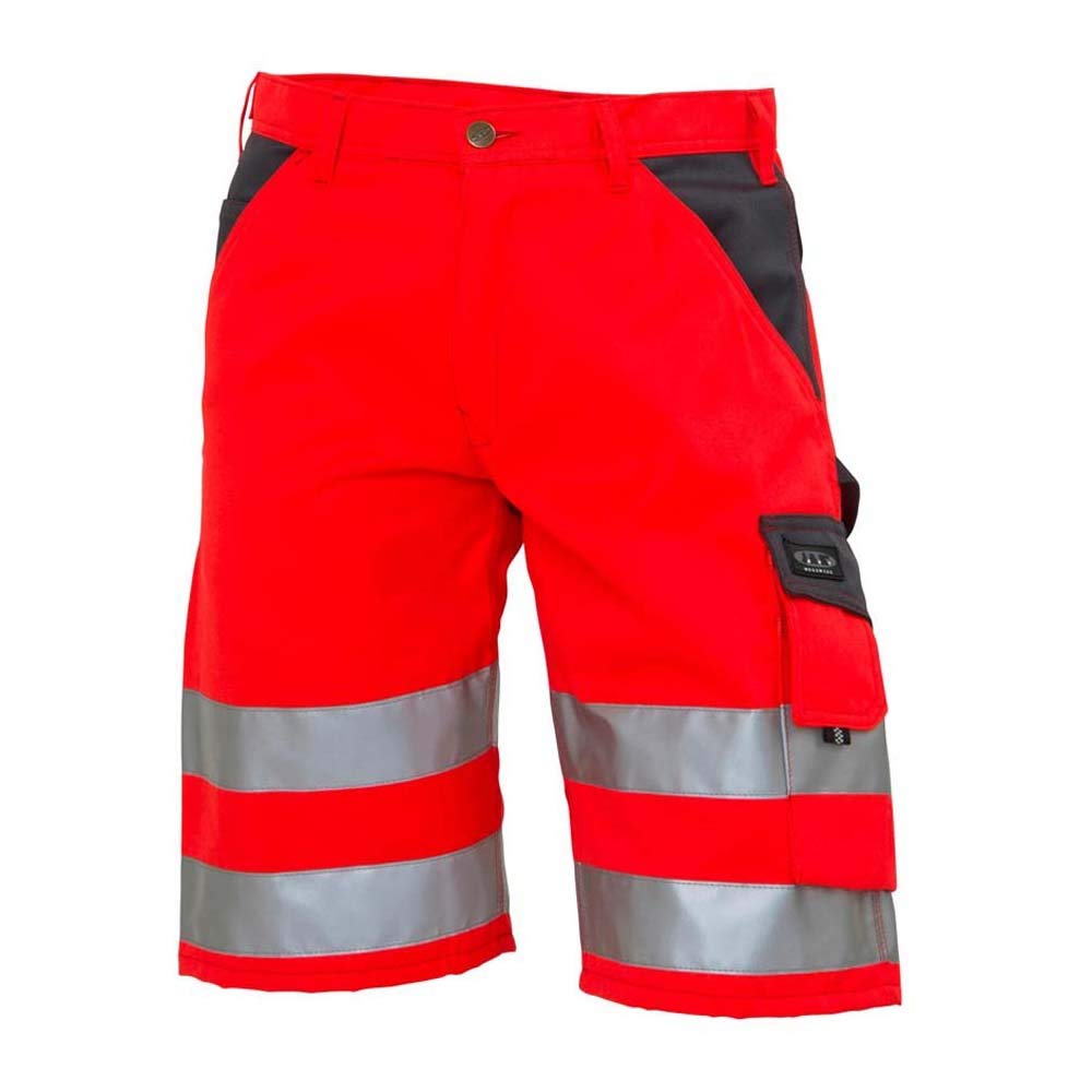 J.A.K. 1110952084 Series 11109 70% Polyester/30% Cotton Shorts, EN 20471, Class 1, Red/Grey, 48 (34) Size