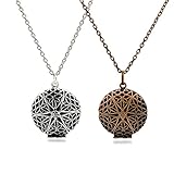 Set of 2 Aromatherapy Essential Oil Diffuser Necklace pendants Antique Silver and Bronze + 5 Pads