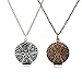 Set of 2 Aromatherapy Essential Oil Diffuser Necklace pendants Antique Silver and Bronze + 5 Pads