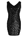 IN'VOLAND Women's Plus Size Sequin Dress Sleeveless Glitter Dresses Sparkly V Neck Party Cocktail Bodycon Dress Black