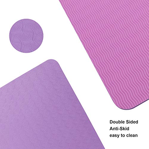 CSFLY Yoga Mat, Premium Non-Slip Exercise Mat with Carry Strap, Multi Purpose Eco Friendly Fitness Gym Mat for Yoga, Pilates, Floor Exercises, Sit-Ups, Stretching and Gymnastics 183 x 61 x 0.6CM Pink
