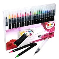 Watercolor Brush Pens Set，Yelway 20 Colors Water Based Drawing Marker Brushes with Flexible Tip for Adult and Kids Coloring Books, Drawing, Manga,Calligraphy, Writing and More