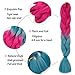 GX Beauty 4Packs Ombre Braiding Hair Red Braids Hair Extensions Synthetic 24Inch Jumbo Braiding Hair for Box Braids（Peach Red to Lake Blue）
