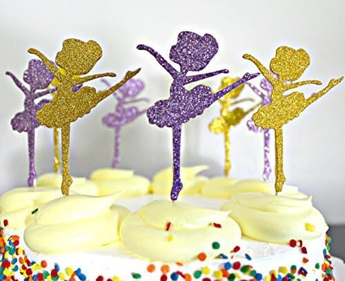 Glitter Gold and Purple Ballerina Cupcake Toppers, Ballet, Dancers, - Quality (Set of 48 Ballerinas) by A Charming Galore