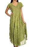 Sakkas 15802 - Lila Freckled Dyed Cap Sleeve Scoopneck Long Caftan Dress/Cover up - Green - OS