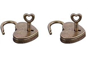 2Pcs Antique Brass Heart Shape Padlock, Key Lock, Bronze, Padlock, Travel, Storage