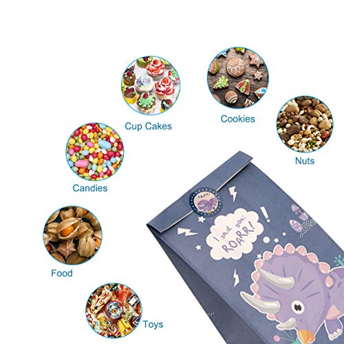 Ulikey 32Stk Dinosaurier Papiertüten, Dino Geschenktüten zum Befüllen mit 32 Aufkleber, Dino Tüten Papier Geschenk Candy… – Bild 6